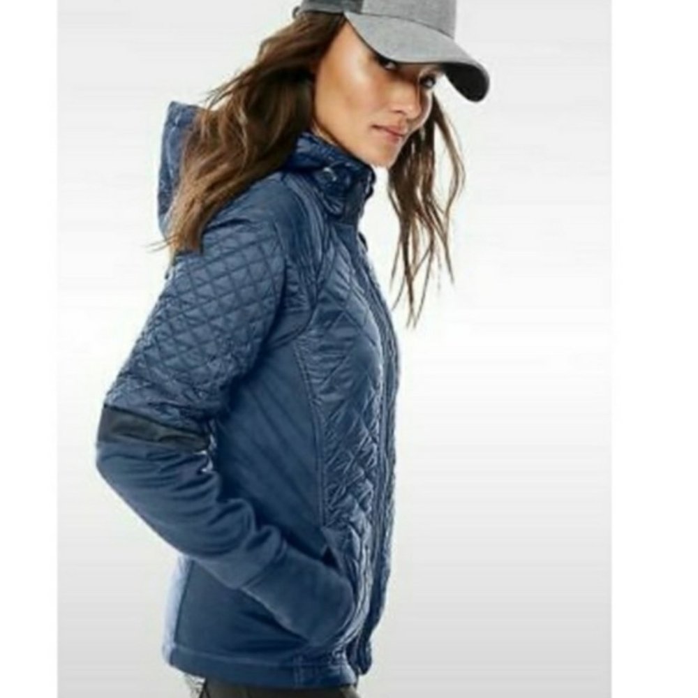 Athleta Rock Springs Quilted Jacket Hoodie Blue Size Small